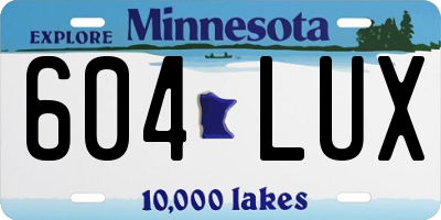 MN license plate 604LUX