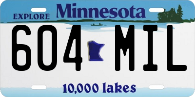 MN license plate 604MIL