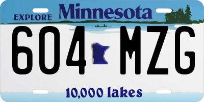 MN license plate 604MZG
