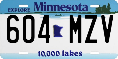 MN license plate 604MZV
