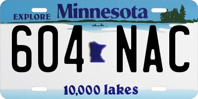 MN license plate 604NAC