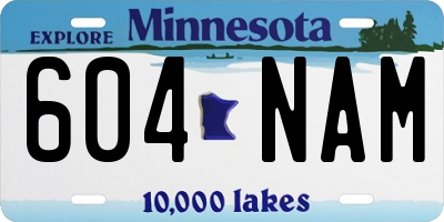 MN license plate 604NAM