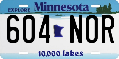 MN license plate 604NOR