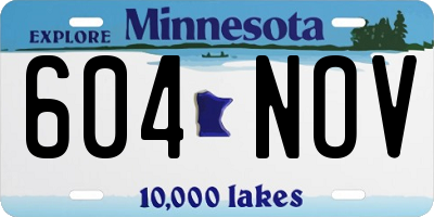 MN license plate 604NOV