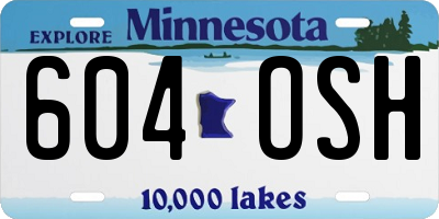 MN license plate 604OSH