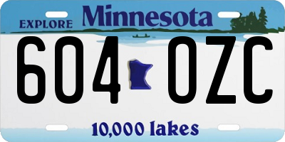 MN license plate 604OZC