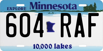 MN license plate 604RAF