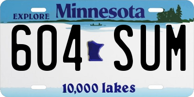 MN license plate 604SUM