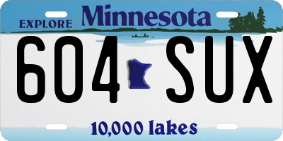 MN license plate 604SUX