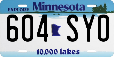 MN license plate 604SYO