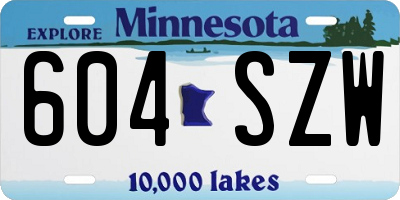 MN license plate 604SZW