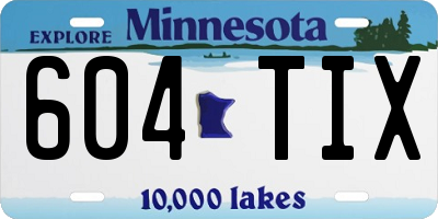 MN license plate 604TIX