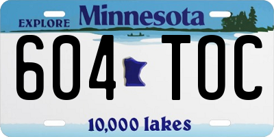 MN license plate 604TOC
