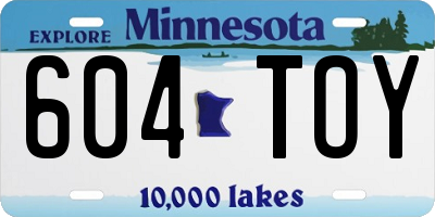 MN license plate 604TOY