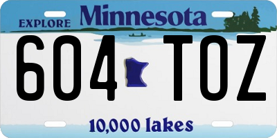 MN license plate 604TOZ