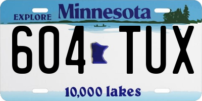 MN license plate 604TUX