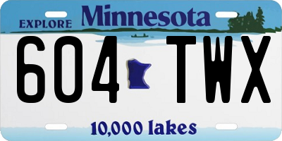 MN license plate 604TWX