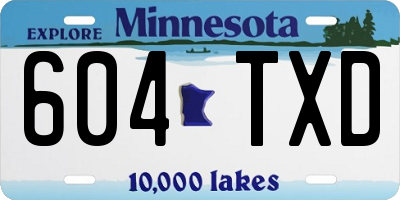 MN license plate 604TXD