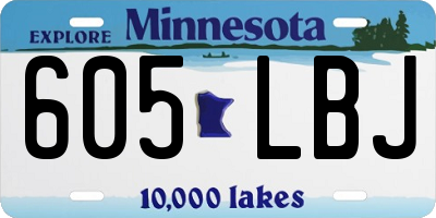 MN license plate 605LBJ