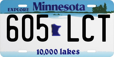 MN license plate 605LCT