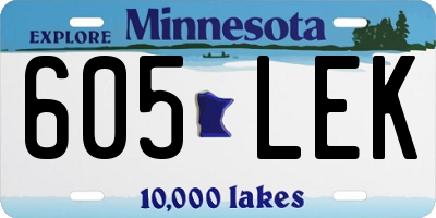 MN license plate 605LEK