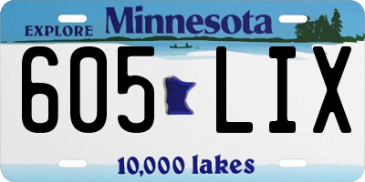 MN license plate 605LIX