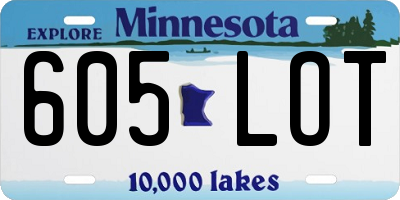 MN license plate 605LOT