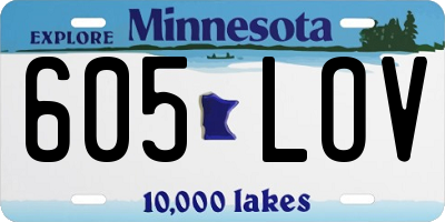 MN license plate 605LOV