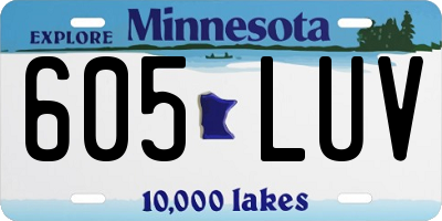 MN license plate 605LUV