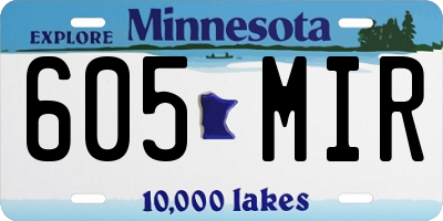 MN license plate 605MIR