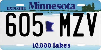 MN license plate 605MZV