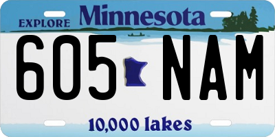 MN license plate 605NAM