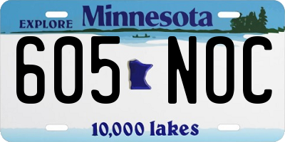 MN license plate 605NOC