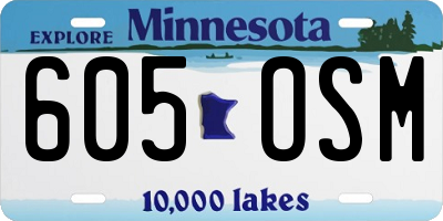 MN license plate 605OSM