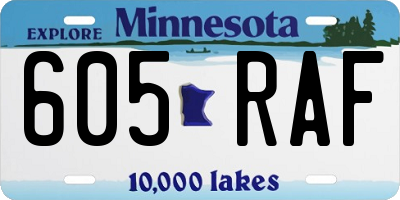 MN license plate 605RAF