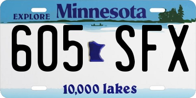 MN license plate 605SFX