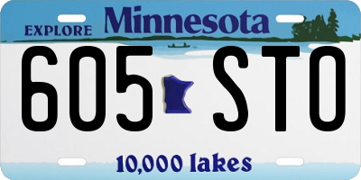 MN license plate 605STO