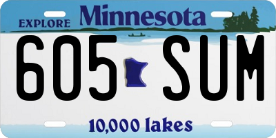 MN license plate 605SUM