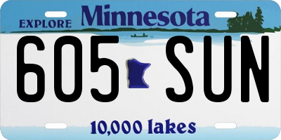 MN license plate 605SUN