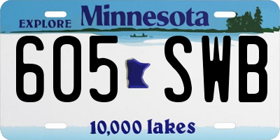 MN license plate 605SWB