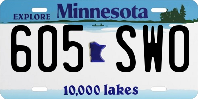 MN license plate 605SWO