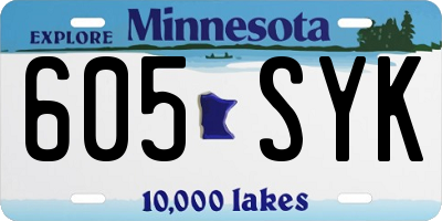 MN license plate 605SYK