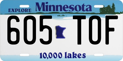 MN license plate 605TOF