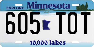 MN license plate 605TOT