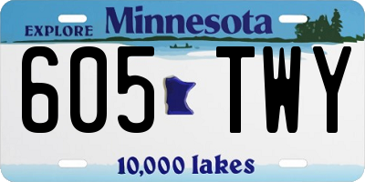 MN license plate 605TWY