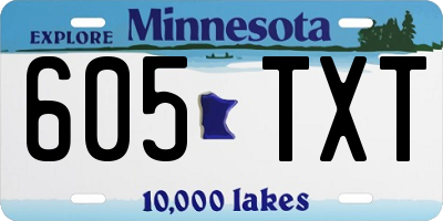 MN license plate 605TXT