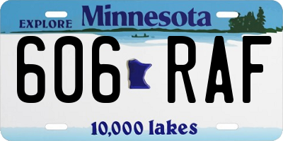 MN license plate 606RAF