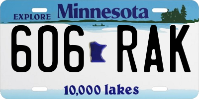 MN license plate 606RAK