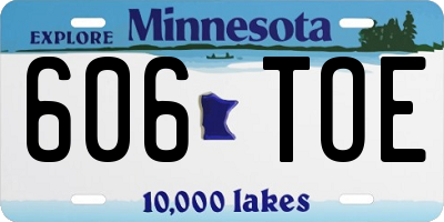 MN license plate 606TOE