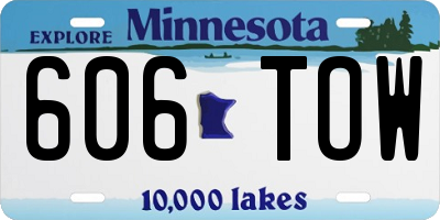 MN license plate 606TOW